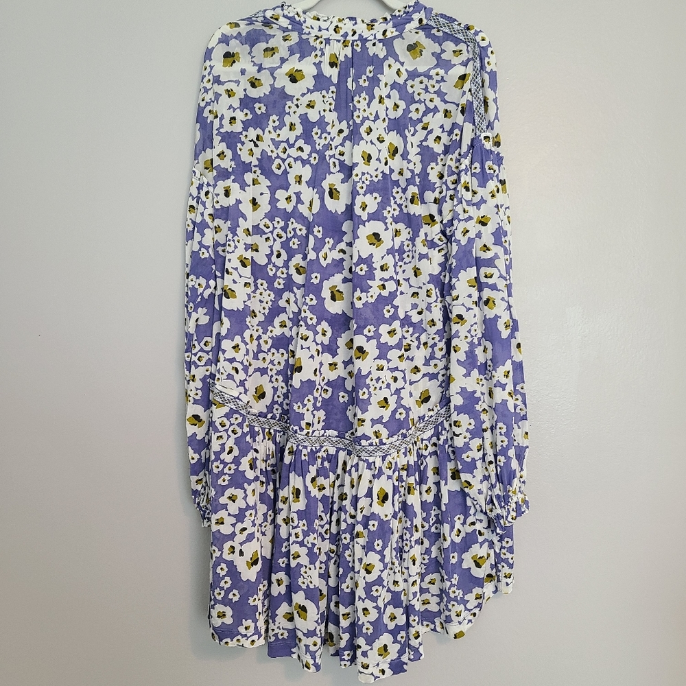 Free People Lavendar Love Letter Floral Flowy Hi-Lo Tunic Blouse - Picture 15 of 16